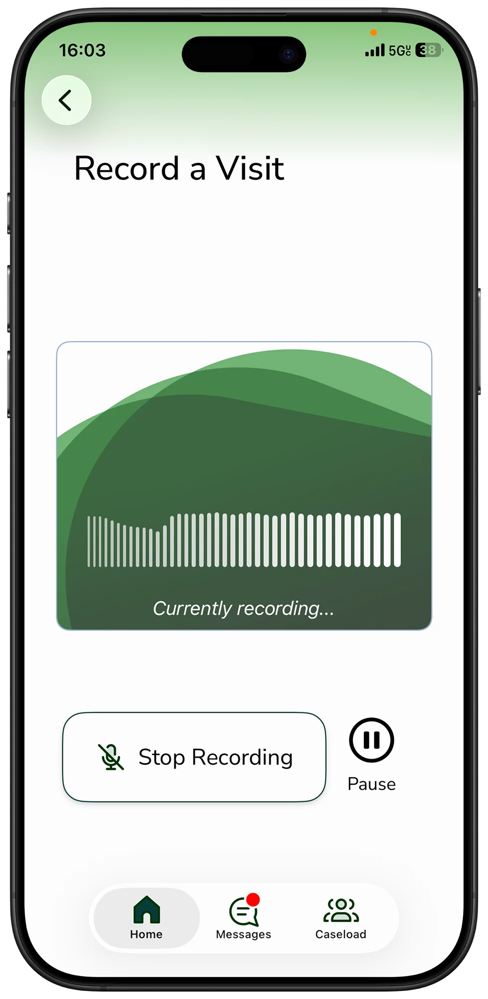 RePath officer app on a phone, recording a supervision visit